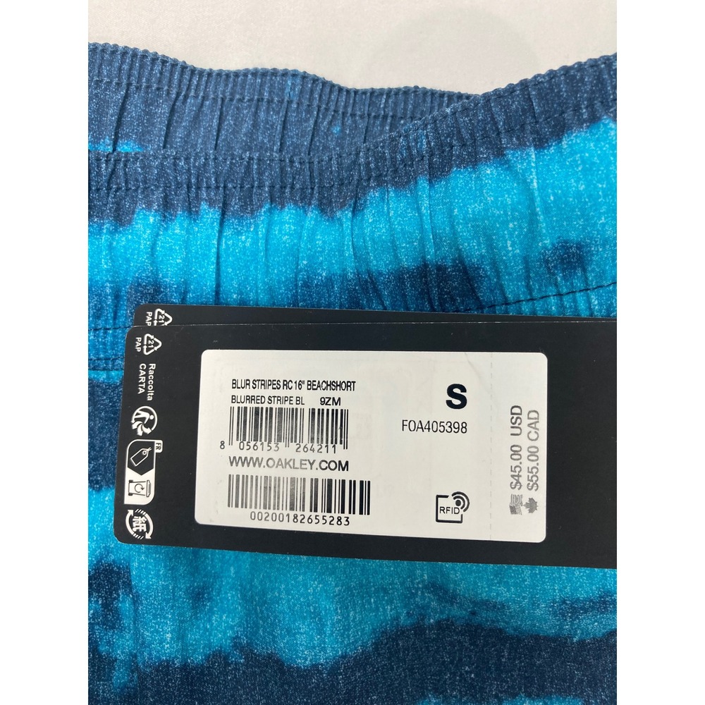 Oakley Blur Stripes RC‎ 16" Beachshort Men's Small NWT Blue Striped Swim Trunks - Picture 4 of 7